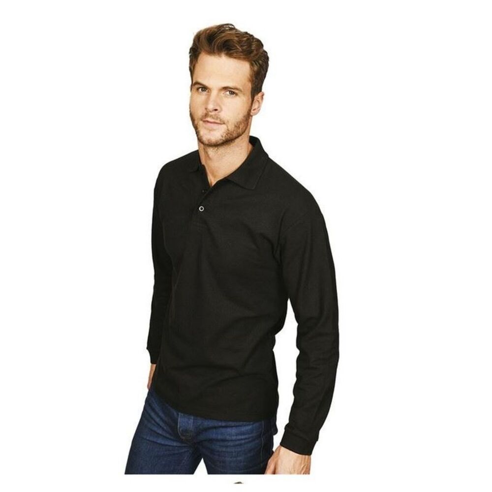 Casual Classic Mens Long Sleeve Polo / Black